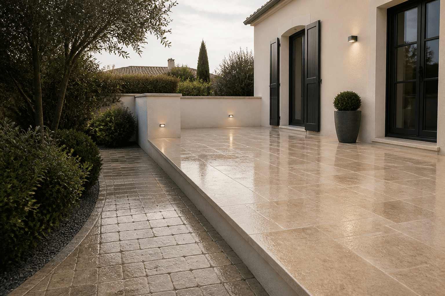 Terrasse et mur extérieur nettoyés